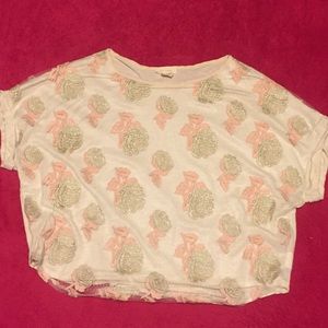 ANTHROPOLOGIE rose embroidered top
